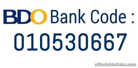 bdo bank code